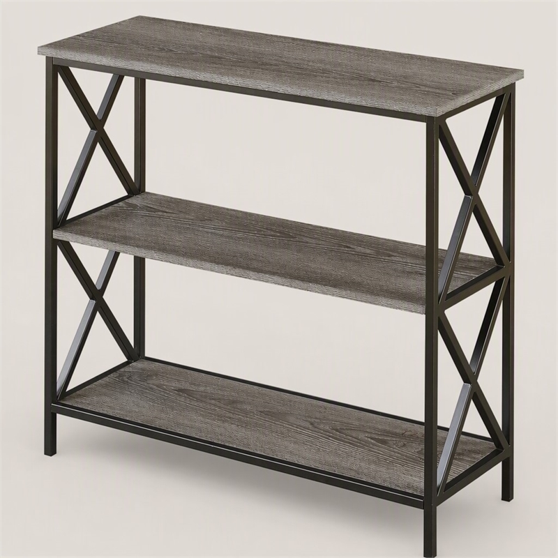 Scranton & Co Three-Tier Bookcase in Weathered Gray Finish