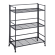 Scranton & Co 3-Tier Wide Folding Shelf in Durable Black Steel