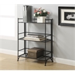 Scranton & Co 3-Tier Wide Folding Shelf in Durable Black Steel