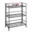 Scranton & Co 3-Tier Wide Folding Shelf in Durable Black Steel