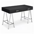 Scranton & Co 2-Drawer Rectangular Office Desk in Black and Chrome