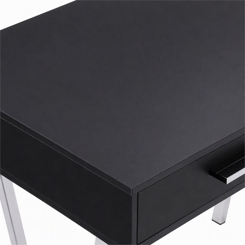 Scranton & Co 2-Drawer Rectangular Office Desk in Black and Chrome