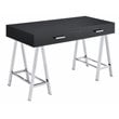 Scranton & Co 2-Drawer Rectangular Office Desk in Black and Chrome