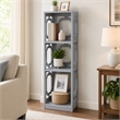 Scranton & Co Omega Corner Bookcase with 3-Tiers in Gray Wood Finish