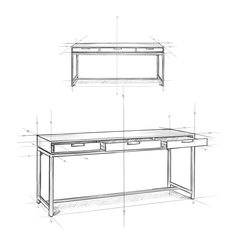 Scranton & Co Industrial 72 in Wide Wood Desk in Oak Veneer