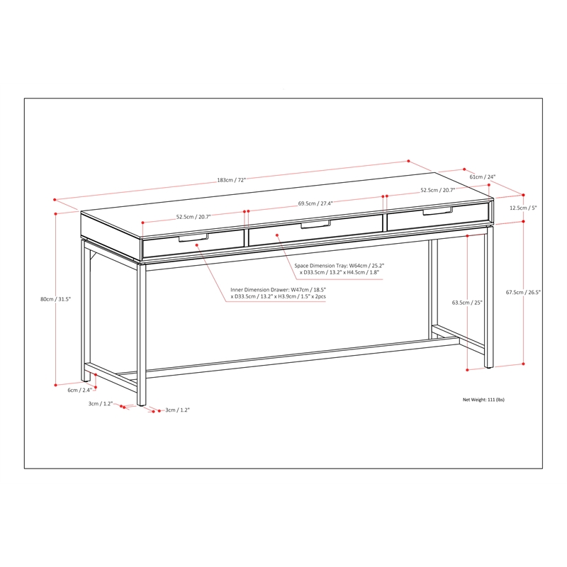 Scranton & Co Industrial 72 in Wide Wood Desk in Oak Veneer