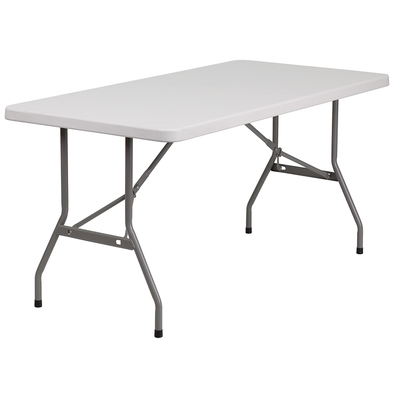 Scranton & Co 60 in x 30 in Plastic Folding Table in Granite White