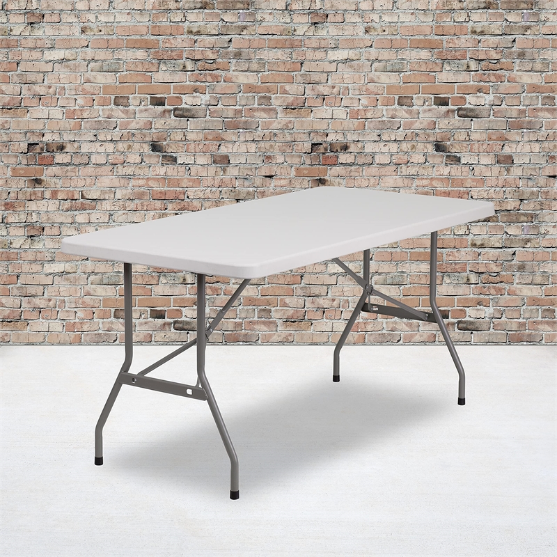 Scranton & Co 60 in x 30 in Plastic Folding Table in Granite White