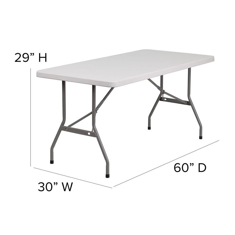 Scranton & Co 60 in x 30 in Plastic Folding Table in Granite White