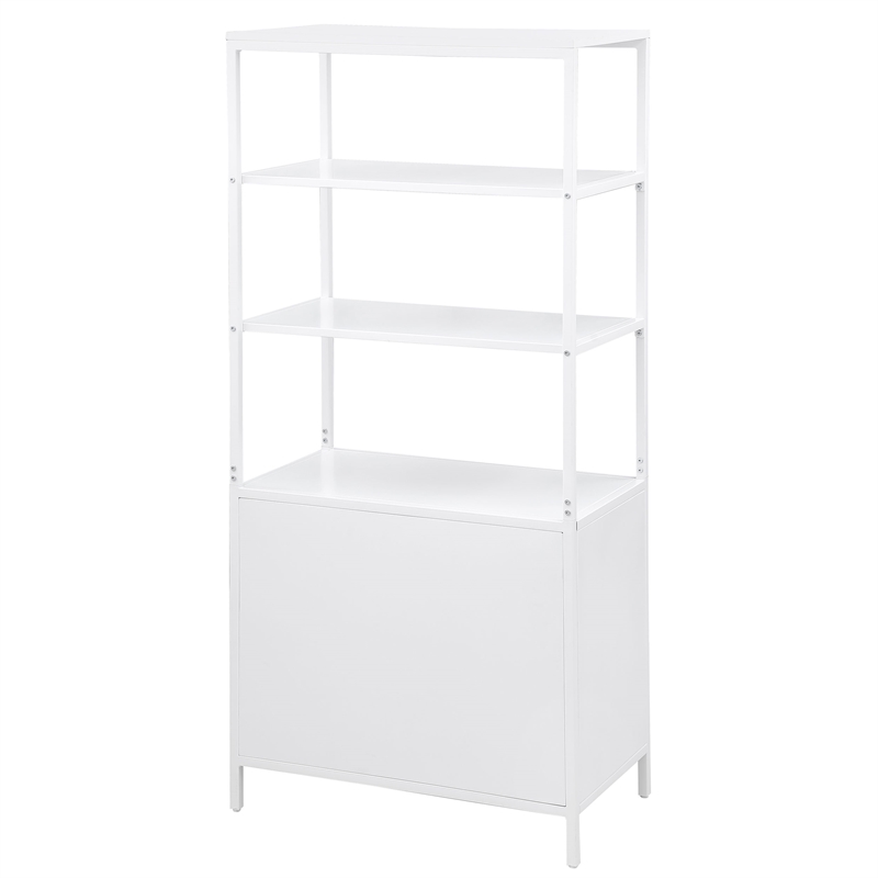 Scranton & Co Tall Metal Accent Cabinet with 3 Shelves and Cane Doors