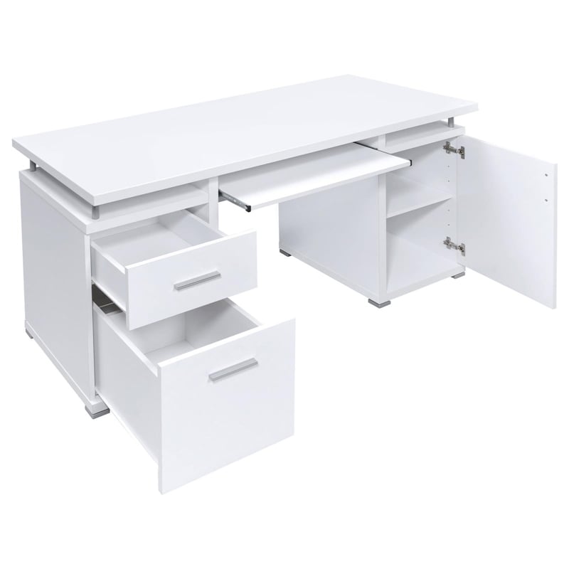 Scranton & Co 55-in 2-Drawer Wood Computer Desk in White Finish