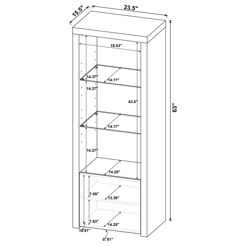 Scranton & Co Media Tower with Display Shelves in High Gloss White