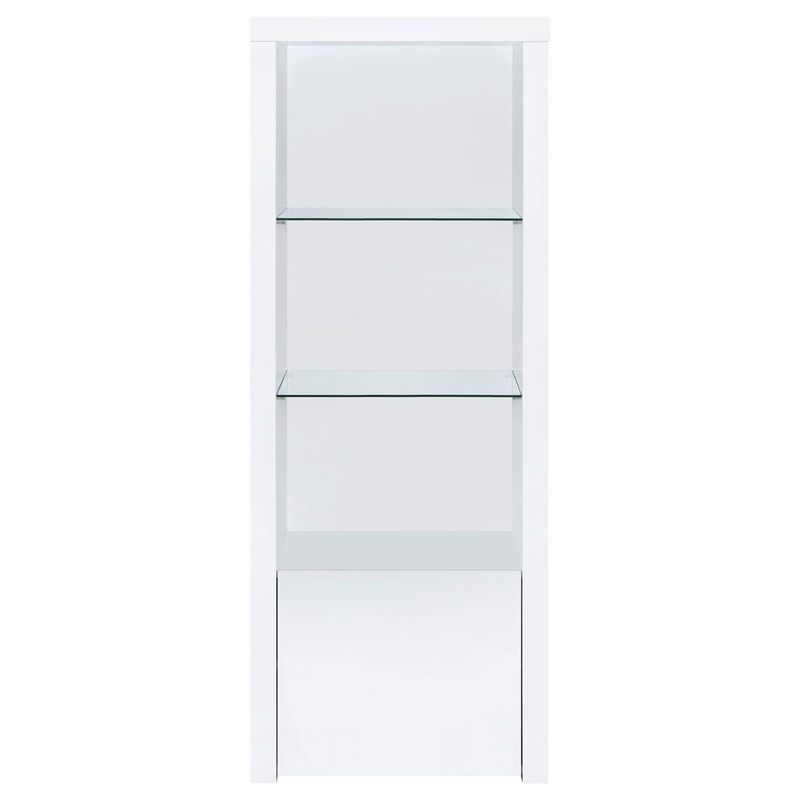 Scranton & Co Media Tower with Display Shelves in High Gloss White