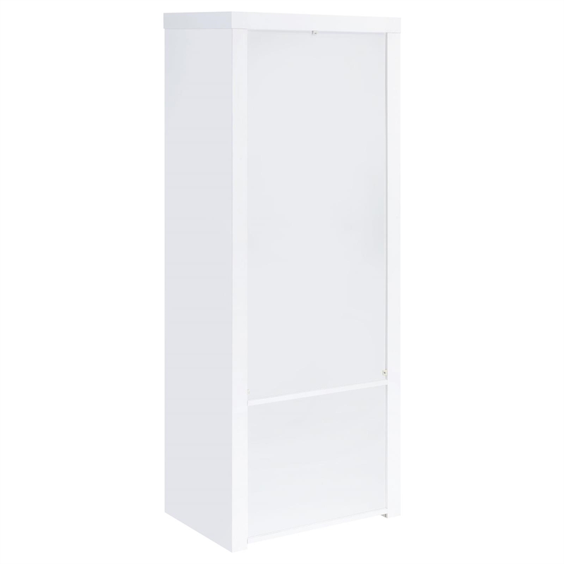 Scranton & Co Media Tower with Display Shelves in High Gloss White