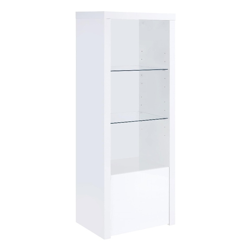 Scranton & Co Media Tower with Display Shelves in High Gloss White