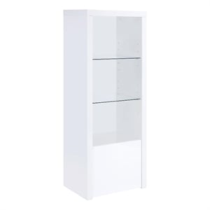 Scranton & Co Media Tower with Display Shelves in High Gloss White