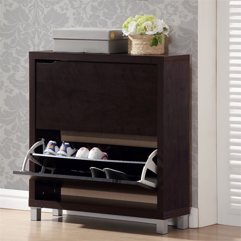 Hawthorne Collection Shoe Cabinet in Dark Brown