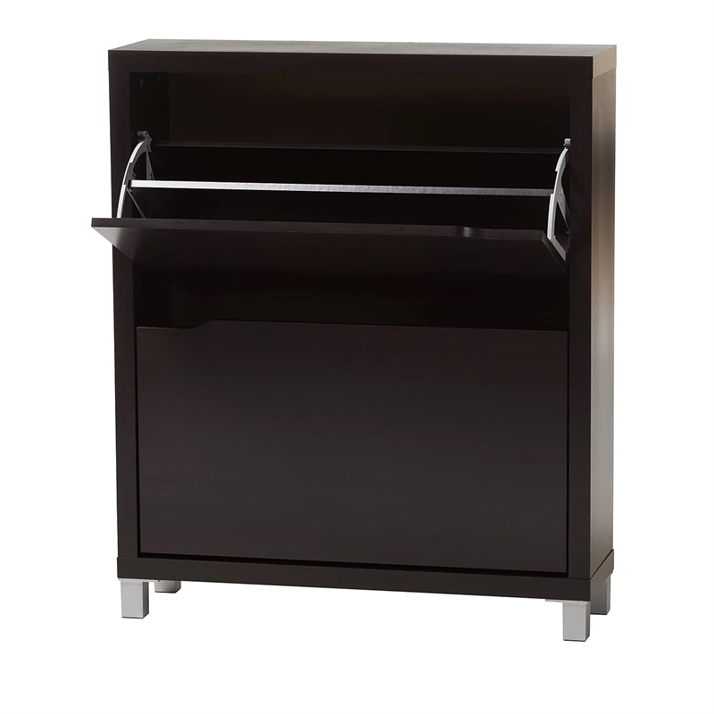 Hawthorne Collection Shoe Cabinet in Dark Brown