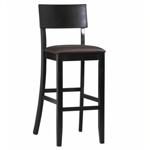 Hawthorne Collections 31&quot Contemporary Wood & Faux Leather Bar Stool in Black