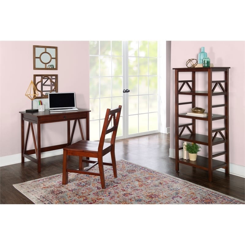 Hawthorne Collections 17'' Transitional Wood Dining Chair in Tobacco Brown