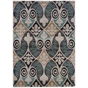 Hawthorne Collection 5' x 7'7&quot Rug in Black and Turquoise