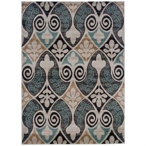 Hawthorne Collection 8' x 10'3&quot Rug in Black and Turquoise