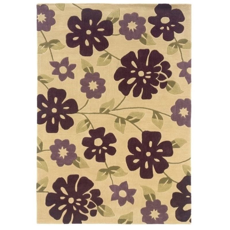 Hawthorne Collection 5' x 7' Hand Tufted Rug in Cream and Purple