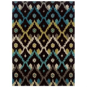 Hawthorne Collection 5' x 7' Hand Tufted Rug in Black and Teal
