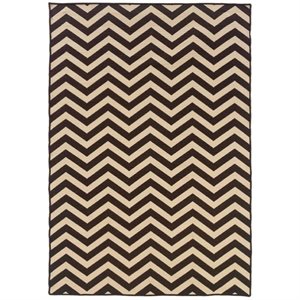 Hawthorne Collection 5' x 8' Hand Woven Chevron Wool Rug in Brown