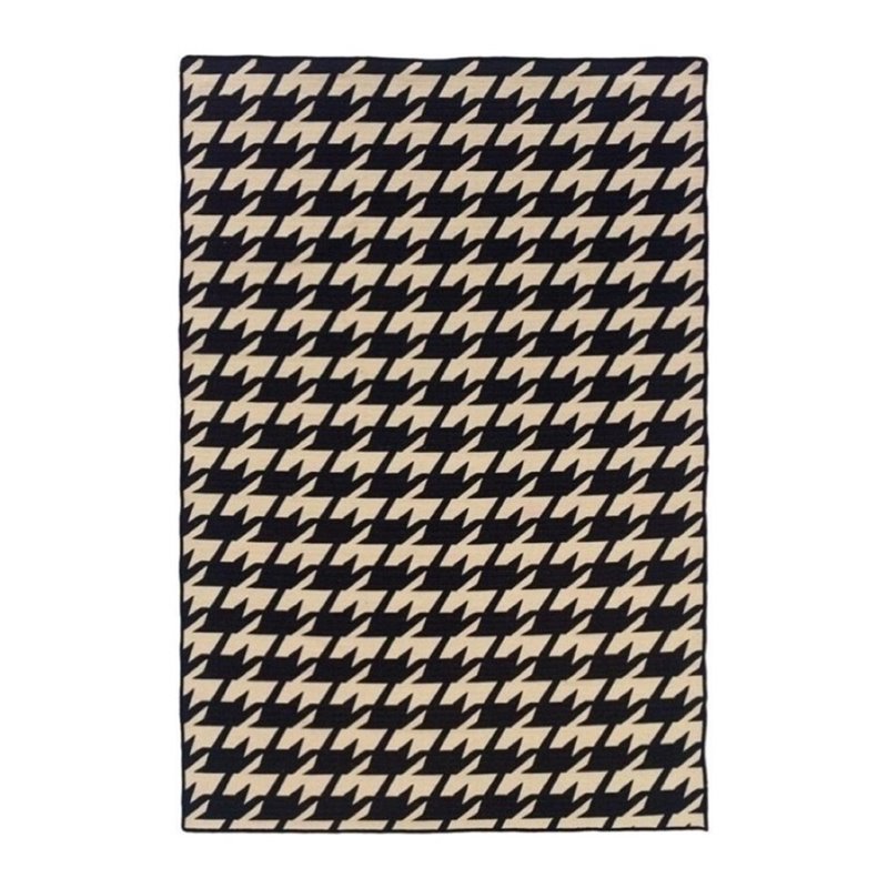 Hawthorne Collection 5' x 8' Hand Woven Houndstooth Wool Rug in Gray