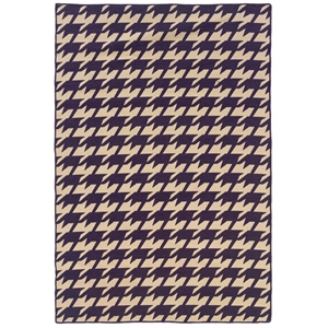 Hawthorne Collection 5' x 8' Hand Woven Houndstooth Wool Rug in Purple