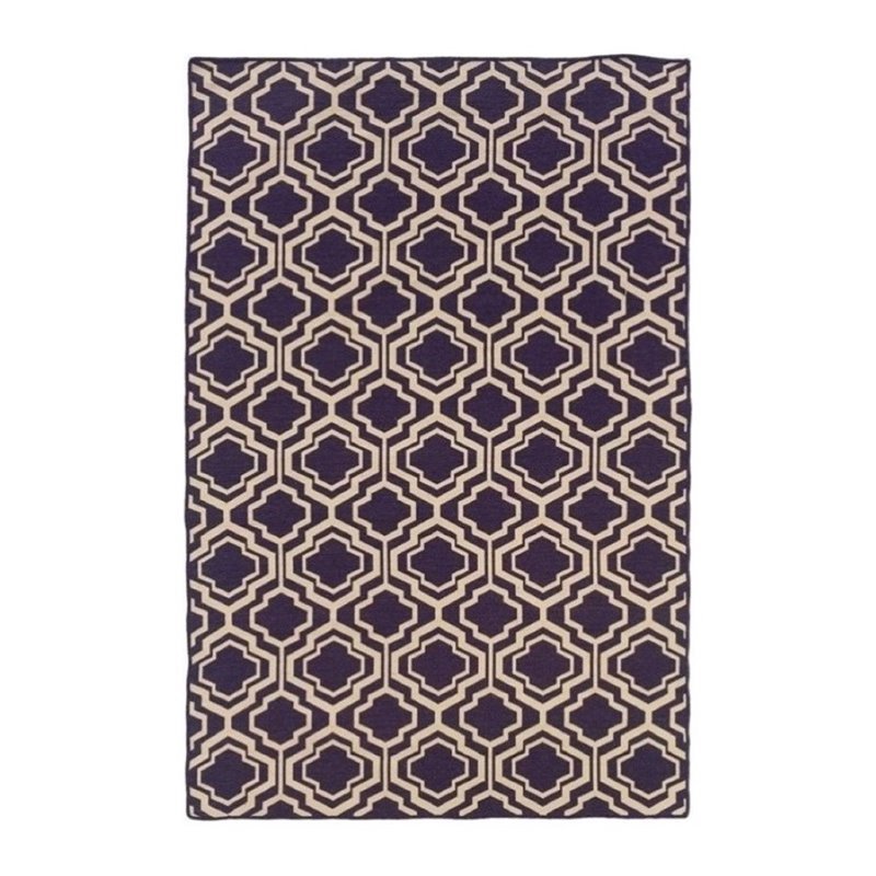 Hawthorne Collection 5' x 8' Hand Woven Double Quatrefoil Wool Rug