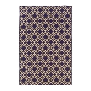 Hawthorne Collection 5' x 8' Hand Woven Double Quatrefoil Wool Rug