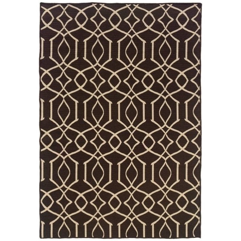 Hawthorne Collection 5' x 8' Hand Woven Irongate Wool Rug in Brown
