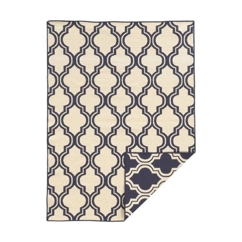 Hawthorne Collection 5' x 8' Hand Woven Quatrefoil Wool Rug