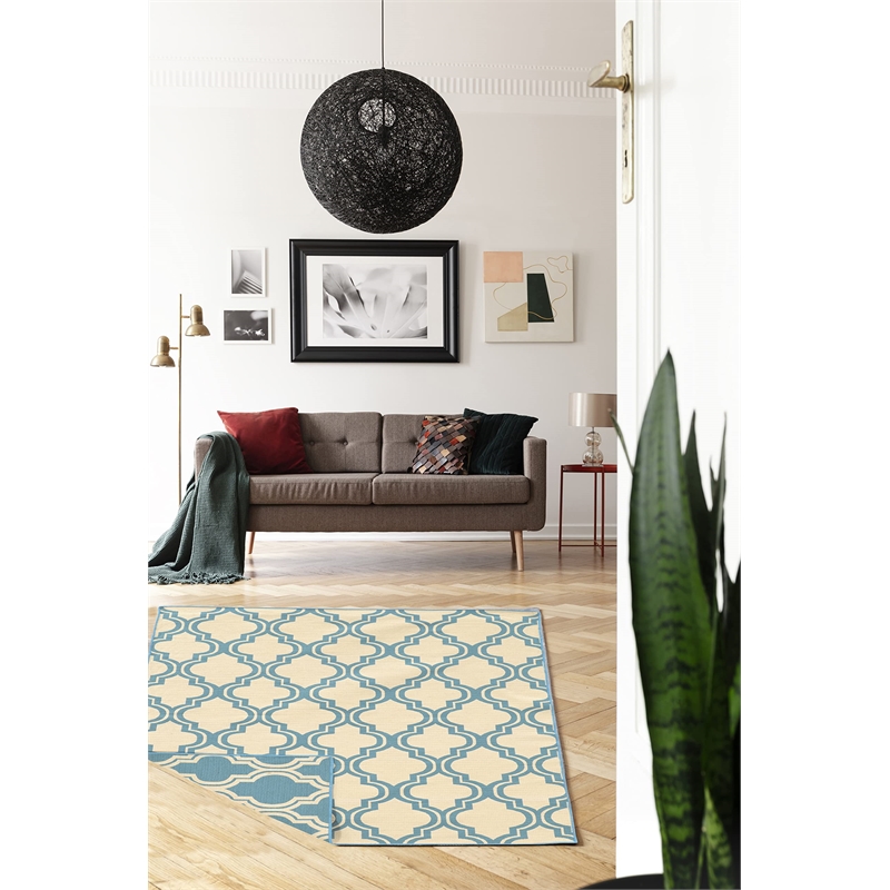 Hawthorne Collection 5' x 8' Hand Woven Quatrefoil Wool Rug