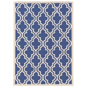 Hawthorne Collection 5' x 7' Hand Hooked Quatrefoil Wool Rug in Navy