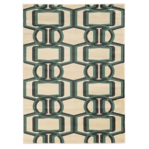 Hawthorne Collection 8' x 10' Bridle Rug in Gray and Turquoise