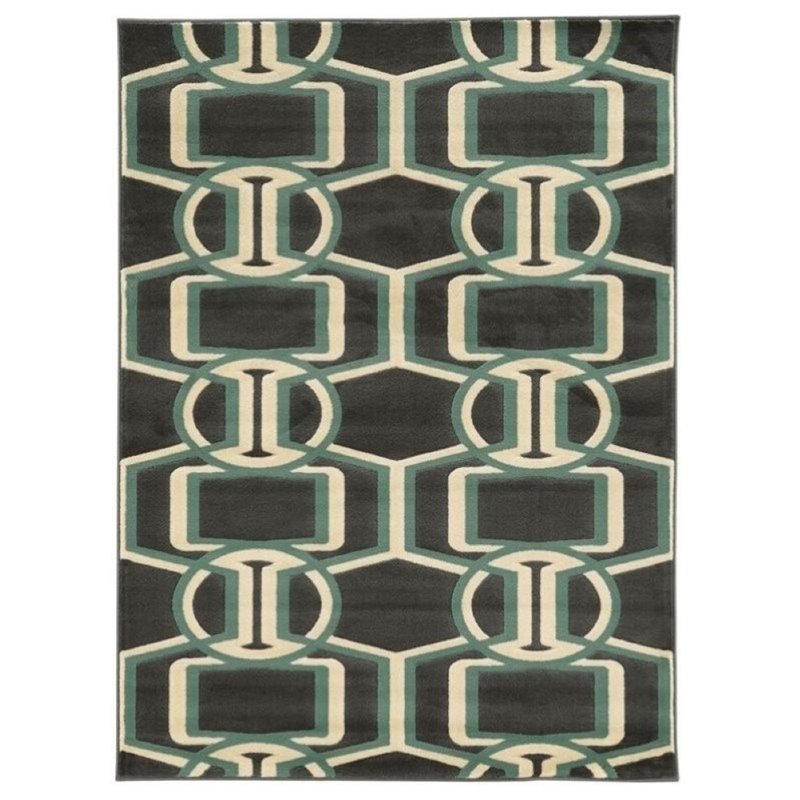 Hawthorne Collection 8' x 10' Bridle Rug in Chocolate and Turquoise
