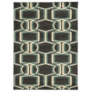 Hawthorne Collection 8' x 10' Bridle Rug in Chocolate and Turquoise