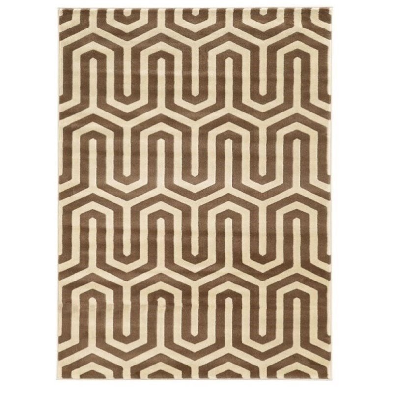Hawthorne Collection 8' x 10' Tangent Rug in Ivory and Beige