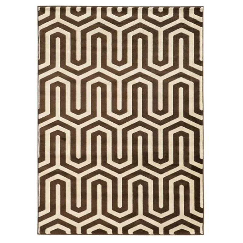 Hawthorne Collection 2' x 3' Zig Zag Rug in Ivory and Chocolate