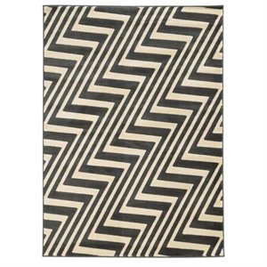 Hawthorne Collection 5'3&quot x 7' Zig Zag Rug in Charcoal and Gray