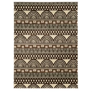 Hawthorne Collection 5'3&quot x 7' Lima Rug in Ivory and Chocolate