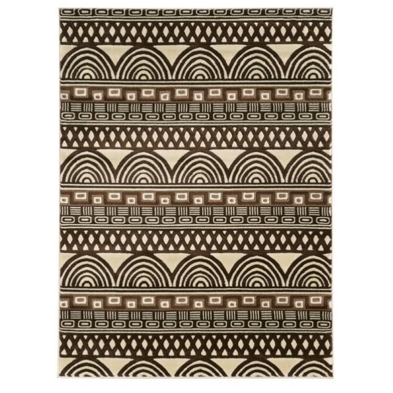 Hawthorne Collection 8' x 10' Lima Rug in Ivory and Chocolate