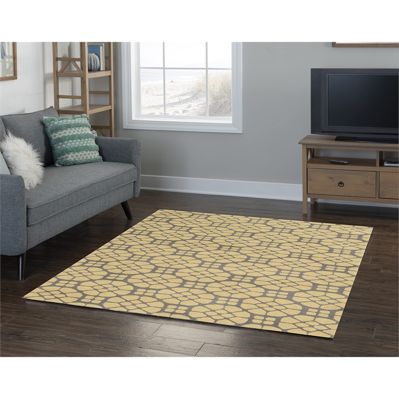 Hawthorne Collection 5' x 7' Hand Tufted Rug in Gray and Butter