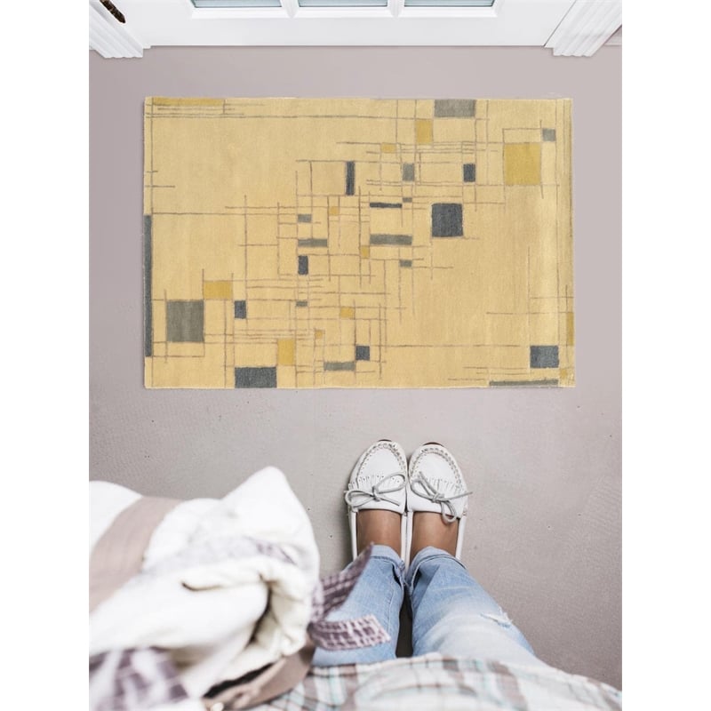 Hawthorne Collection 2' x 3' Hand Tufted Rug in Ivory and Blue