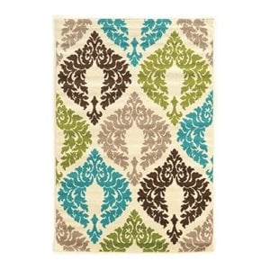 Hawthorne Collection 8' x 10' 2&quot Rug in Ivory and Turquoise