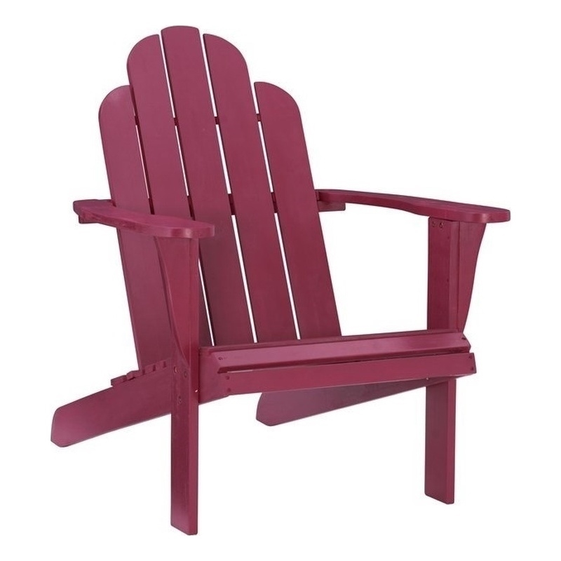 Hawthorne Collections Traditional Wood Outdoor Chair with Arm Rests in Red