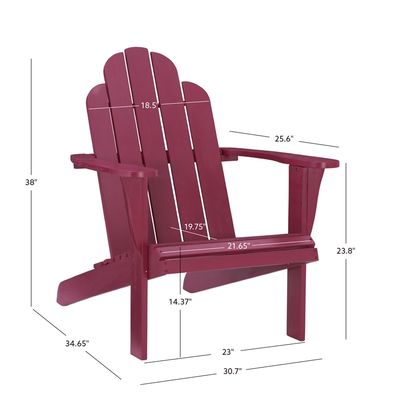 Hawthorne Collections Traditional Wood Outdoor Chair with Arm Rests in Red